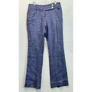 Outback Red Womens Sz 2 Linen Wide Leg Blue Sailor Anchor Coastal Nautical Pants